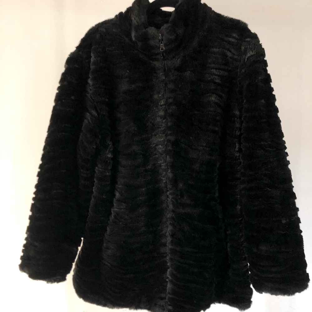 Black faux fur jacket